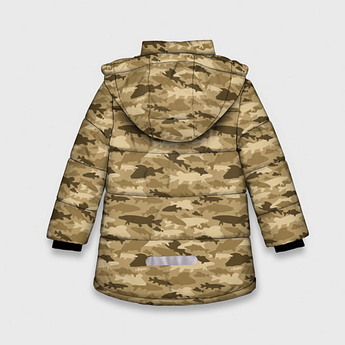 Зимняя куртка для девочки Рыбы камуфляж / 3D-Черный – фото 2