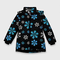 Зимняя куртка для девочки Снежинки Черепа черный