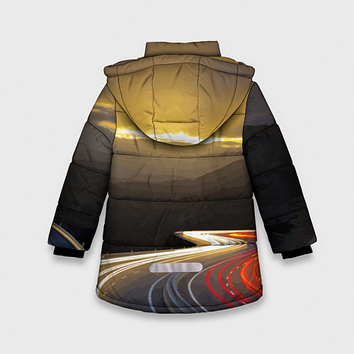 Зимняя куртка для девочки Ночная трасса, Мерседес / 3D-Черный – фото 2