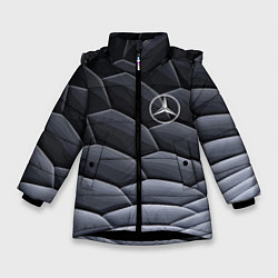 Куртка зимняя для девочки Mercedes Benz pattern, цвет: 3D-черный