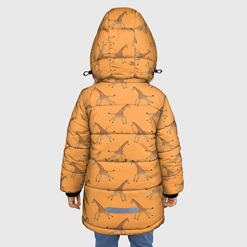 Зимняя куртка для девочки Жирафы паттерн / 3D-Красный – фото 4