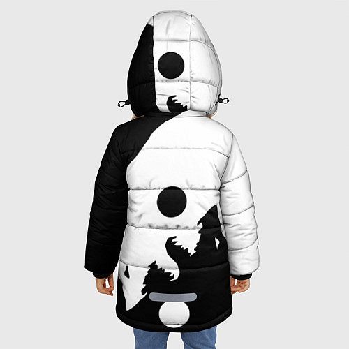 Зимняя куртка для девочки Волки Инь и Янь Добро и Зло / 3D-Красный – фото 4