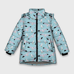 Куртка зимняя для девочки Чайки паттерн, цвет: 3D-светло-серый