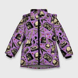 Куртка зимняя для девочки Rock n Roll alive!, цвет: 3D-светло-серый
