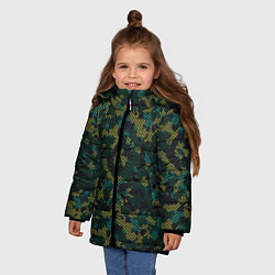 Куртка зимняя для девочки Модный камуфляж с холстовой сеткой, цвет: 3D-черный — фото 2
