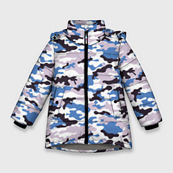 Куртка зимняя для девочки Модный Красочный Камуфляж, цвет: 3D-светло-серый