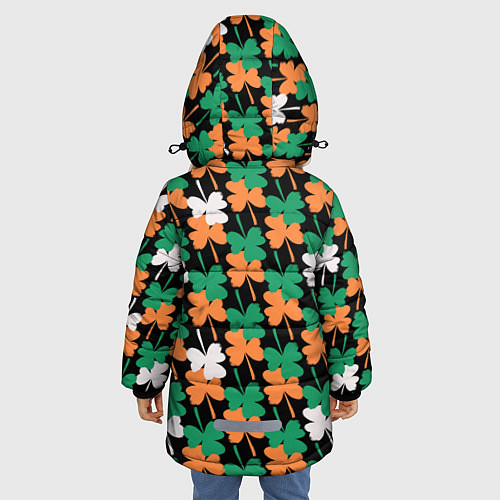 Зимняя куртка для девочки Клевер в цветах Ирландского флага паттерн / 3D-Красный – фото 4