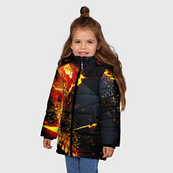 Куртка зимняя для девочки 3D ВЗРЫВ, ОБЛОМКИ NEON EXPLOSION, цвет: 3D-черный — фото 2