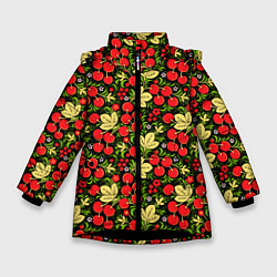 Зимняя куртка для девочки Черешни хохлома