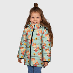 Куртка зимняя для девочки Лисички паттерн, цвет: 3D-светло-серый — фото 2