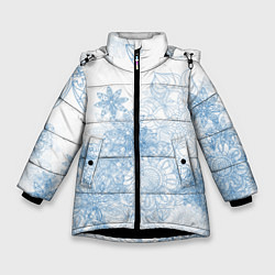 Куртка зимняя для девочки Коллекция Зимняя сказка Снежинки Sn-1, цвет: 3D-черный