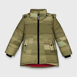 Куртка зимняя для девочки Пиксельный военный фон, цвет: 3D-красный