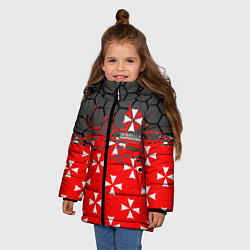 Куртка зимняя для девочки Umbrella Corporation - Соты, цвет: 3D-светло-серый — фото 2