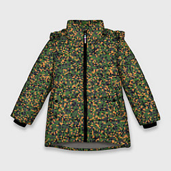 Зимняя куртка для девочки Цифровой Пиксельный Камуфляж