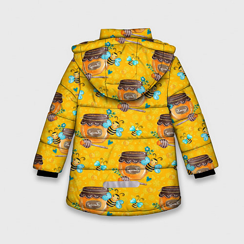 Зимняя куртка для девочки Мед и пчелы / 3D-Черный – фото 2