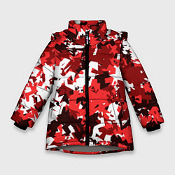 Куртка зимняя для девочки Красно-белый камуфляж, цвет: 3D-светло-серый