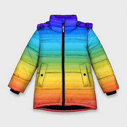 Куртка зимняя для девочки РАДУЖНЫЙ ДИЗАЙН - РАДУГА, цвет: 3D-черный