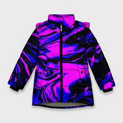 Куртка зимняя для девочки НЕОНОВЫЕ РАЗВОДЫ КРАСОК, цвет: 3D-светло-серый