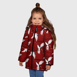 Куртка зимняя для девочки Восточный узор Журавли, цвет: 3D-светло-серый — фото 2
