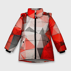 Зимняя куртка для девочки Красно-серая геометрия