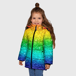 Куртка зимняя для девочки Блестки радуга, цвет: 3D-черный — фото 2
