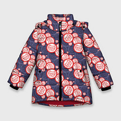 Куртка зимняя для девочки Криптовалюта Биткоин Bitcoin, цвет: 3D-красный