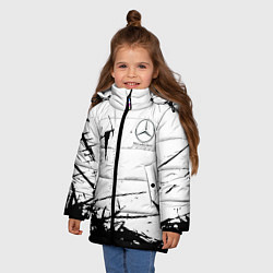 Куртка зимняя для девочки Mercedes текстура, цвет: 3D-черный — фото 2