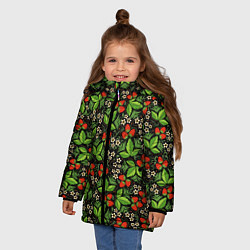 Куртка зимняя для девочки Русское Народное Искусство - хохлома, цвет: 3D-красный — фото 2