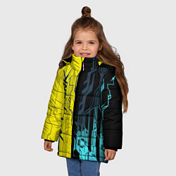 Куртка зимняя для девочки CYBERPUNK 2077 Логотип, цвет: 3D-светло-серый — фото 2