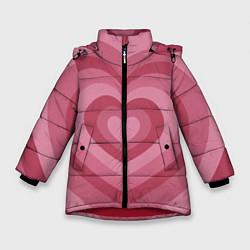 Куртка зимняя для девочки Сердца LOVE, цвет: 3D-красный