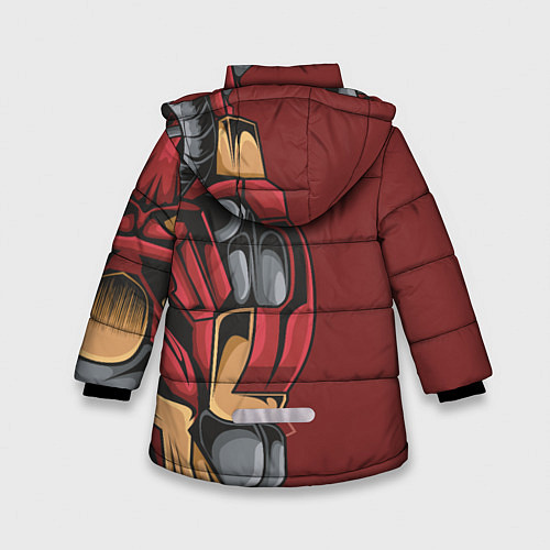 Зимняя куртка для девочки Красный робот / 3D-Черный – фото 2
