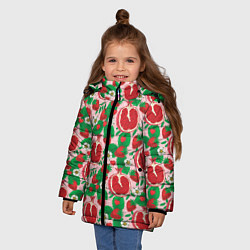 Куртка зимняя для девочки Гранат фрукт паттерн, цвет: 3D-светло-серый — фото 2