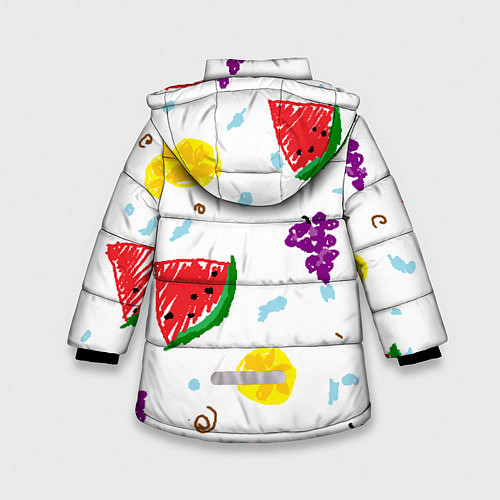 Зимняя куртка для девочки Пиксельные фрукты / 3D-Черный – фото 2