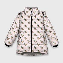 Куртка зимняя для девочки Селезень паттерн, цвет: 3D-светло-серый