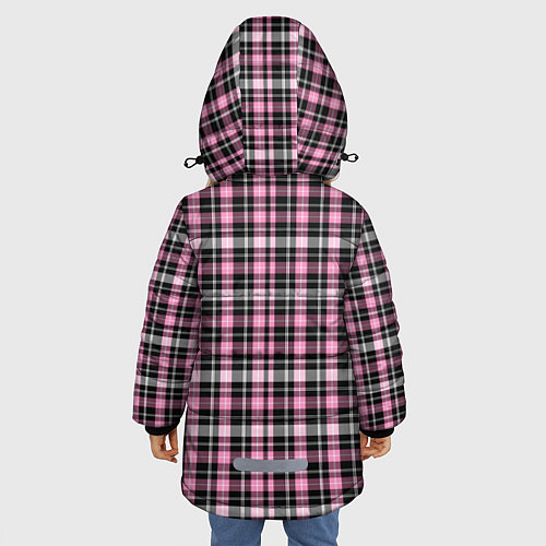 Зимняя куртка для девочки Шотландская клетка Tartan scottish роз-черно-бел / 3D-Красный – фото 4