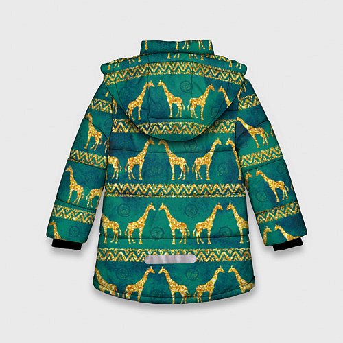 Зимняя куртка для девочки Золотые жирафы паттерн / 3D-Черный – фото 2