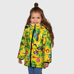 Куртка зимняя для девочки Лето Фрукты, цвет: 3D-черный — фото 2