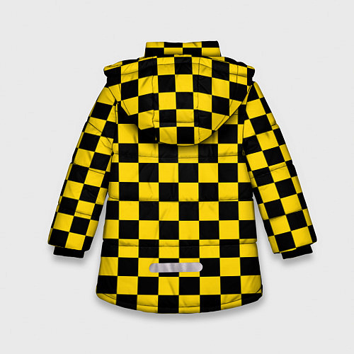 Зимняя куртка для девочки Такси Шахматные Клетки / 3D-Черный – фото 2
