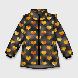 Зимняя куртка для девочки Сердечки Gold and Black