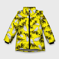 Зимняя куртка для девочки Пчелы на желтом