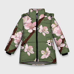 Куртка зимняя для девочки Деревья весной, цвет: 3D-светло-серый