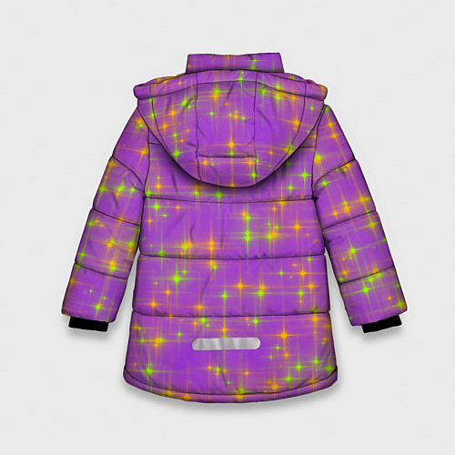 Зимняя куртка для девочки Космос, лиловое звёздное небо / 3D-Черный – фото 2