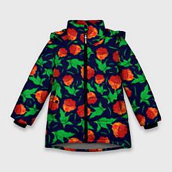 Зимняя куртка для девочки Тюльпаны Весенние цветы