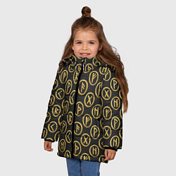 Куртка зимняя для девочки РУНИЧЕСКИЙ ПАТТЕРН RUNES, цвет: 3D-светло-серый — фото 2