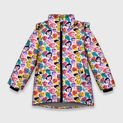 Куртка зимняя для девочки Лица людей, цвет: 3D-светло-серый