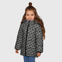 Куртка зимняя для девочки Рунический алфавит паттерн, цвет: 3D-светло-серый — фото 2