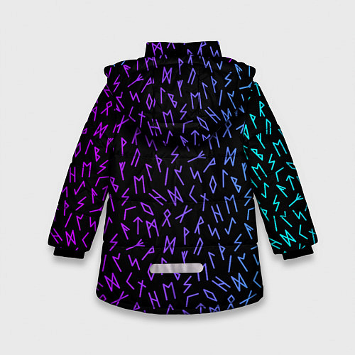 Зимняя куртка для девочки Рунический алфавит Neon pattern / 3D-Черный – фото 2
