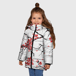 Куртка зимняя для девочки Распустившиеся цветы, цвет: 3D-красный — фото 2