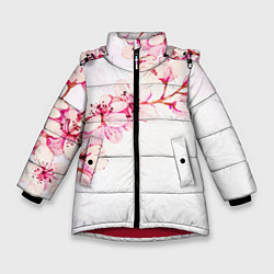Куртка зимняя для девочки Распустившаяся весна, цвет: 3D-красный