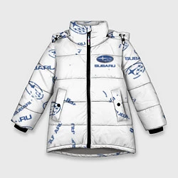 Куртка зимняя для девочки Subaru субару Паттерн, цвет: 3D-светло-серый